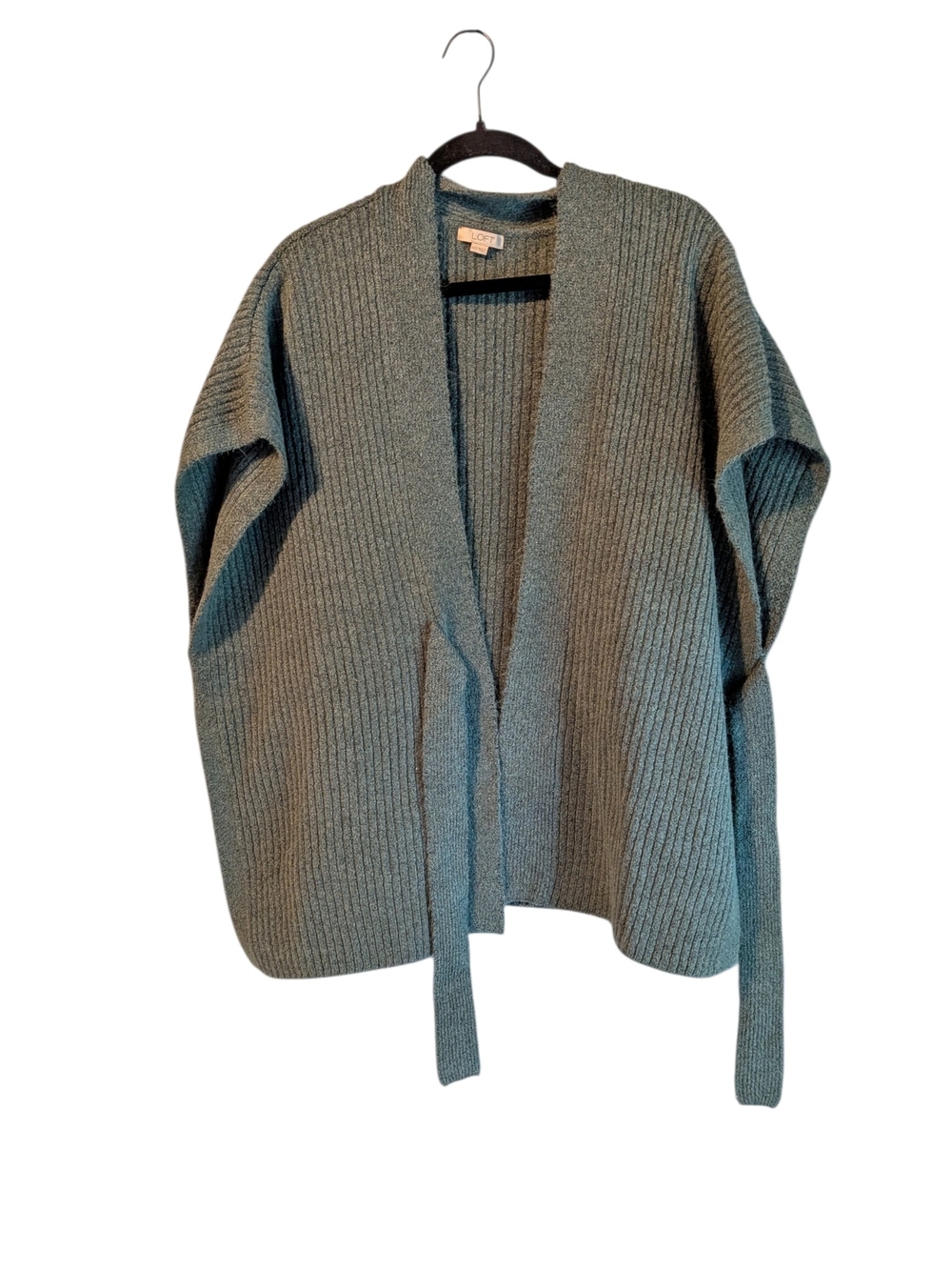 J. Jill Open-Front Ribbed Cardigan - Teal Green